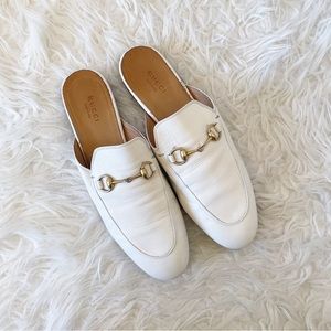 Gucci Princetown Horsebit Detailed Leather Slipper Off White size 39